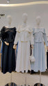 Wide Boat Neck Draped Tops With Skirts